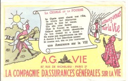 Buvard A.G.VIE La Compagnie D'assurances Générales Sur La Vie Thème La Cigale Et La Fourmi - Bank En Verzekering