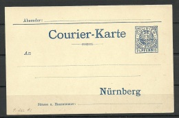 Deutschland Privatpost Ca 1880/90 Stadtpost NÜRNBERG Ganzsache Unbenutzt - Private & Local Mails