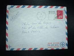 LETTRE PAR AVION TP MARIANNE DE BEQUET 0,50 OBL.MEC.2-2-1973 PARIS NAVAL (75) CODE POSTAL - 1971-1976 Marianna Di Béquet