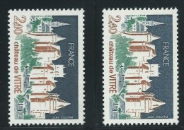 [09] Variété : N° 1949 Château De Vitré Bistre Au Lieu De Bistre-brun + Normal ** - Unused Stamps