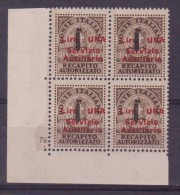 1945 Guidizzolo Recapito Autorizzato Soprastampato In Rosso N. 2  In Blocco Da Quattro MNH - Emisiones Locales/autónomas