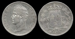 CHARLES X . 5 FRANCS . 1827 D . ( LYON ). - 5 Francs