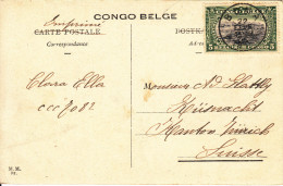 CONGO BELGE PPC SEND BOMA To SWITZERLAND  IMP.DELVAUX HUY  CARTE 121 - Ganzsachen