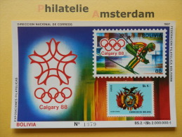 Bolivia 1987, OLYMPICS CALGARY / COAT OF ARMS: Mi 843, Bl. 165, ** - Inverno1988: Calgary