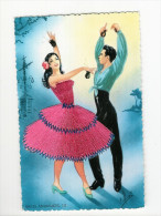 Brodées - Femmes - Femme - Illustrateur - Danse - Flamenco - Castagnettes - Carte Brodée - Bailes Andaluces - état - Bestickt