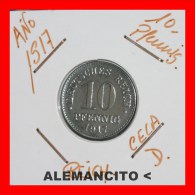ALEMANIA -  IMPERIO  -  DEUTSCHES REICH -  10-Pfn: AÑO 1917-D - 10 Pfennig