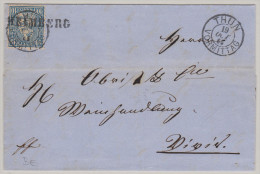 Heimat BE HEIMBERG 1865-10-19 Lang-Stempel Auf Brief Nach Vevey Mit 10Rp Blau Sitz.Helv - Lettres & Documents