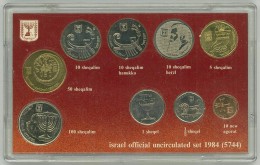 ISRAELE - MINT SET - 9 Piece '1984 Official Uncirculated Set'. Coins W/o Mint Mark. Plastic Style Holder. - Israel