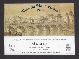 Etiquette De Vin  Du Haut Poitou Gamay 1987    -  Thème Pont - Ponts