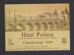 Etiquette De Vin  Du Haut Poitou Chardonnay 1990    -  Thème Pont - Bruggen