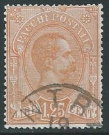 1884-86 REGNO USATO PACCHI POSTALI 1,25 LIRE - U12 - Paketmarken