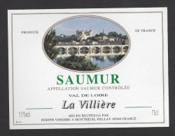 Etiquette De Vin  Saumur  -  La VIllière  -  Thème Pont Et Chateau De Saumur  -  J. Verdier à Montreuil Bellay (49) - Puentes