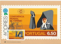 PORTUGAL-Açores :Carte Maximum Conférence Mondiale Du Tourisme  Obl Illustrée  Avec Un Moulin - Maximum Cards & Covers