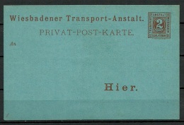 Deutschland Privatpost Ca 1880/90 Stadtpost WIESBADEN Ganzsache Unbenutzt - Private & Lokale Post