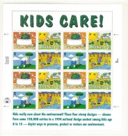 FOGLIO INTERO - ANNO 1995 - KIDS CARE - GIORNATA DELLA TERRA - DISEGNI DI BAMBINI - PLATE POSITION NUMBER 5 - - Sheets