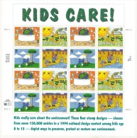 FOGLIO INTERO - ANNO 1995 - KIDS CARE - GIORNATA DELLA TERRA - DISEGNI DI BAMBINI - PLATE POSITION NUMBER 4 - - Sheets