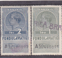 FISCAUX REVENUE STAMPS KING MIHAI, FONDUL AVIATIEI 2 STAMPS. - Steuermarken