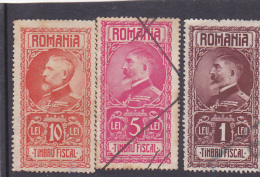 FISCAUX REVENUE,3X STAMPS KING FERDINAND ROMANIA. - Fiscale Zegels