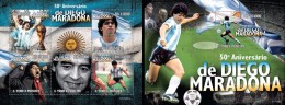 S. Tomè 2010, 50th Maradona, 5val In BF +BF - Unused Stamps