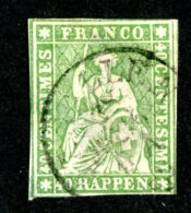 7910 - Swiss 1860  Michel #17 IIBym (o) Zu.#26G  ( Cat. 80.€ ) - Used Stamps