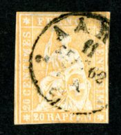 7911 - Swiss 1857  Michel #16 IIBym (o) Zu.#25G  ( Cat. 65.€ ) - Oblitérés