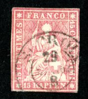 7913 - Swiss 1854  Michel #15 Ib (o) Zu.#24A  ( Cat. 400.€ ) - Gebraucht