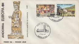 Enveloppe  FDC   1er  Jour    ANDORRE   Espagnol    Paire    EUROPA    1981 - 1981