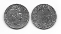 LOUIS - PHILIPPE I . 5 FRANCS . 1831 A . ( PARIS ). TRANCHE EN CREUX . - 5 Francs