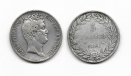 LOUIS - PHILIPPE I . 5 FRANCS . 1831 B . ( ROUEN ). TRANCHE EN CREUX . - 5 Francs