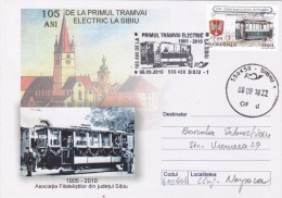 TRAM,TRAMWAYS 2010 SPECIAL COVERS OBLITERATION STAMPS CONCORDANTE SIBIU ROMANIA. - Tramways