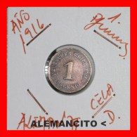 ALEMANIA  -   IMPERIO  -  DEUTSCHES REICH - 1 Pfn: AÑO 1916-D - 1 Pfennig