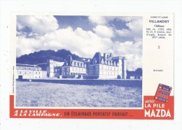 Buvard Pile MAZDA , Château VLLANDRY , Indre Et Loire , N° 2 ,  Frais Fr : 1.30€ , Buvard Sup : 0.50€ - Autres & Non Classés