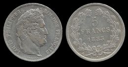 LOUIS - PHILIPPE I . 5 FRANCS . TÊTE LAUREE . 1833 A . ( PARIS ). TRANCHE EN RELIEF . - 5 Francs