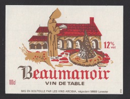 Etiquette De Vin De Table -  Beaumanoir -   Thème  Religion Moine  -  Vins Arcibia à Lanester (56) - Religie