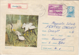 BIRDS, GREAT EGRET, REGISTERED COVER STATIONERY, ENTIER POSTAL, 1971, ROMANIA - Pélicans