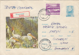 BIRDS, PELICANS, REGISTERED COVER STATIONERY, ENTIER POSTAL, 1974, ROMANIA - Pélicans