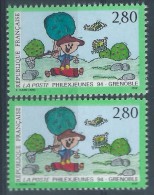 [09] Variété : N° 2877 Philexjeunes 94 Arbre Vert Au Lieu De Bleu (sans La Couleur Bleue) + Normal ** - Unused Stamps