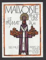 Etiquette De Vin Pinot Gris Du Valais - Malvoisie- Le Primat - Thème  Religion-les Fils Maye à Riddes En Valais (Suisse) - Religioni