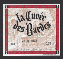 Etiquette De Vin De Table 98 Cl  -   La Cuvée Des Bardes  -   Thème Musique  -   A. Castel  à  Lanvallay  (22) - Muziek & Instrumenten