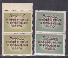 Population Census, CINDERELLAS STAMPS IN PAIR , MNH ROMANIA. - Varietà & Curiosità