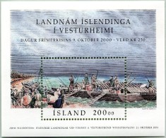 N° Yvert 27 - Bloc Timbre D´Islande (2000) - MNH - Débarquement Émigrants Islandais Winnipy Lac Manitoba (2) (JS) - Neufs