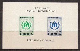 Liberia 1960 Minisheet, World Refugee Year, Mint No Hinge, See Desc, Sc# C124a , SG - Liberia