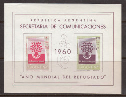 Argentina 1960 Minisheet, World Refugee Year, Mint No Hinge, Sc# , SG - Nuovi