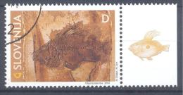 Slovenia Slovenie Slowenien 2004 Used CTO Mi. 466: Fossils, Oligocene Fish With Tab - Fossilien