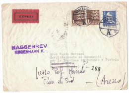 HA151       DENMARK 1966  Cover  To  Arezzo Italy  Cancel "KASSEBRE" EXPRES - Cartas