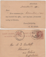 India  1900  QV  Quarter Anna  Advertisement Printed Post Card Allahabad To Merwara    # 86823  Inde  Indien - 1882-1901 Imperium