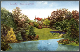 1186 Portofrei - Alte Ansichtskarte Chemnitz Stadtpark Mit Teich - Martin & Fischer Gel. 1924 - Chemnitz