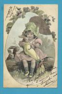 CPA 1945 - Fantaisie Enfant Fillette Ombrelle Lapin Rabbit Position Humaine Humanisé - Dressed Animals