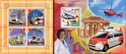 S. Tomè 2008, Ambulances Of Europe, Red Cross, 4val In BF +BF - Secourisme