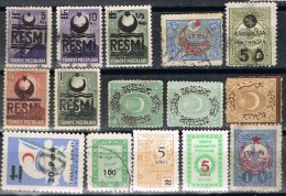 Lote De 15 Sellos TURQUIA, Tasas Y Servicio, Sobrecargas º/* - Used Stamps